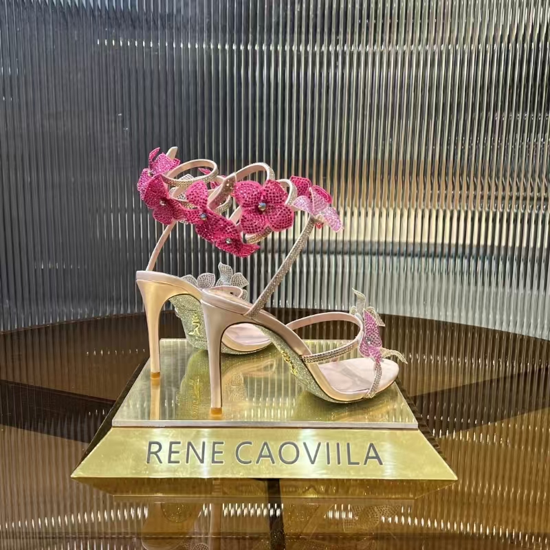 RENE  CAOVILLA 105 crystal-embellished satin sandals