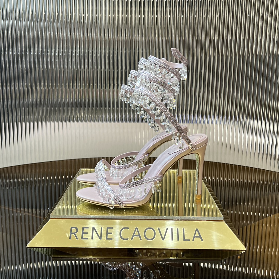 RENE  CAOVILLA Chandelier crystal-embellished leather sandals