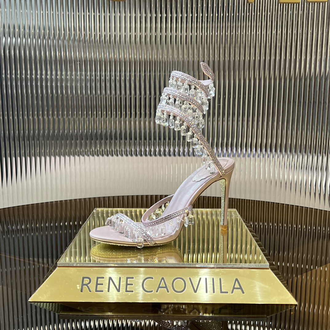 RENE  CAOVILLA Chandelier crystal-embellished leather sandals