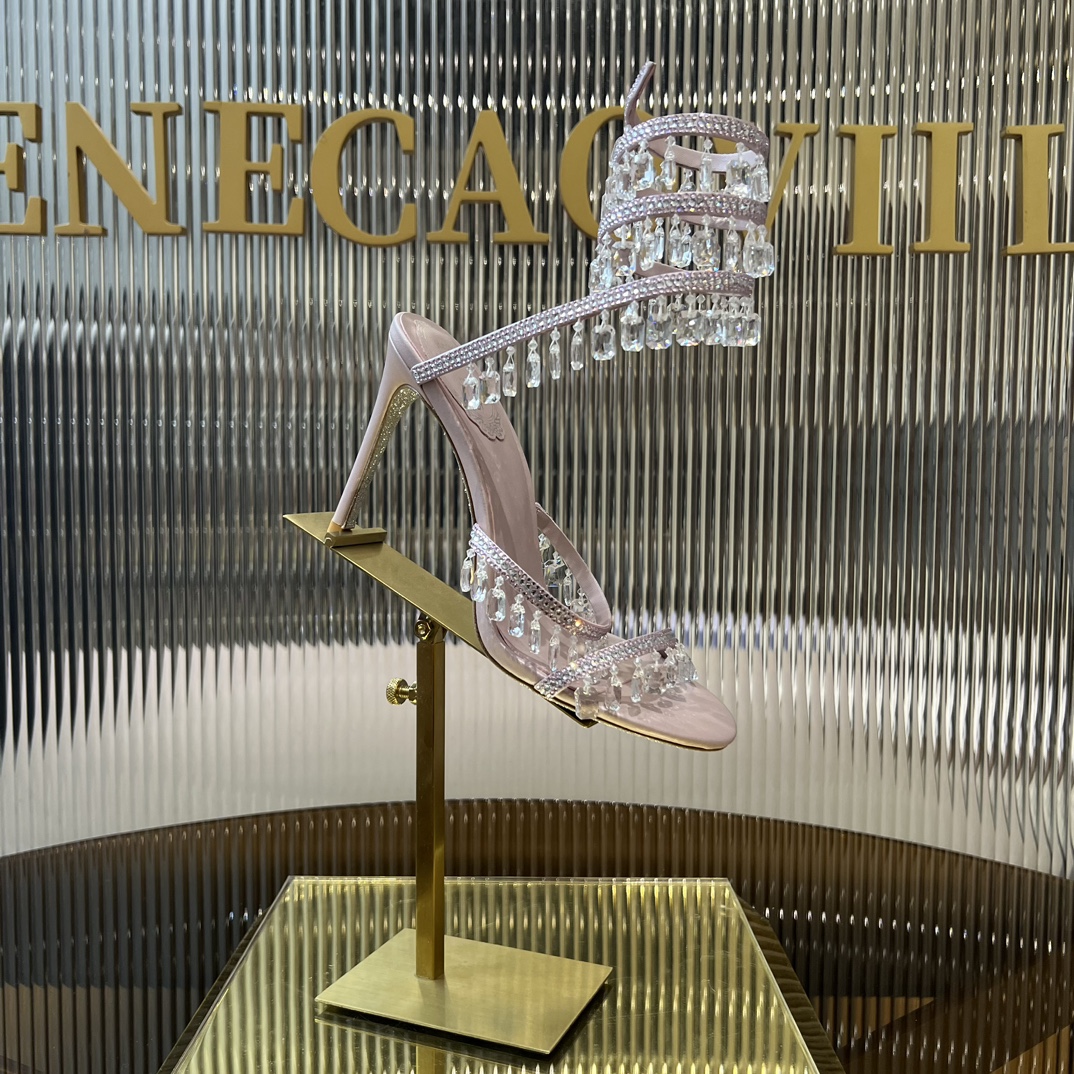 RENE  CAOVILLA Chandelier crystal-embellished leather sandals