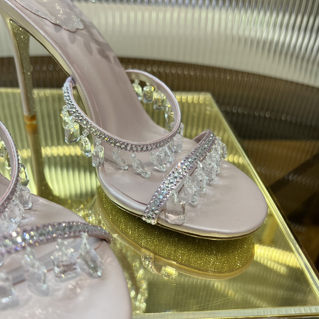 RENE  CAOVILLA Chandelier crystal-embellished leather sandals