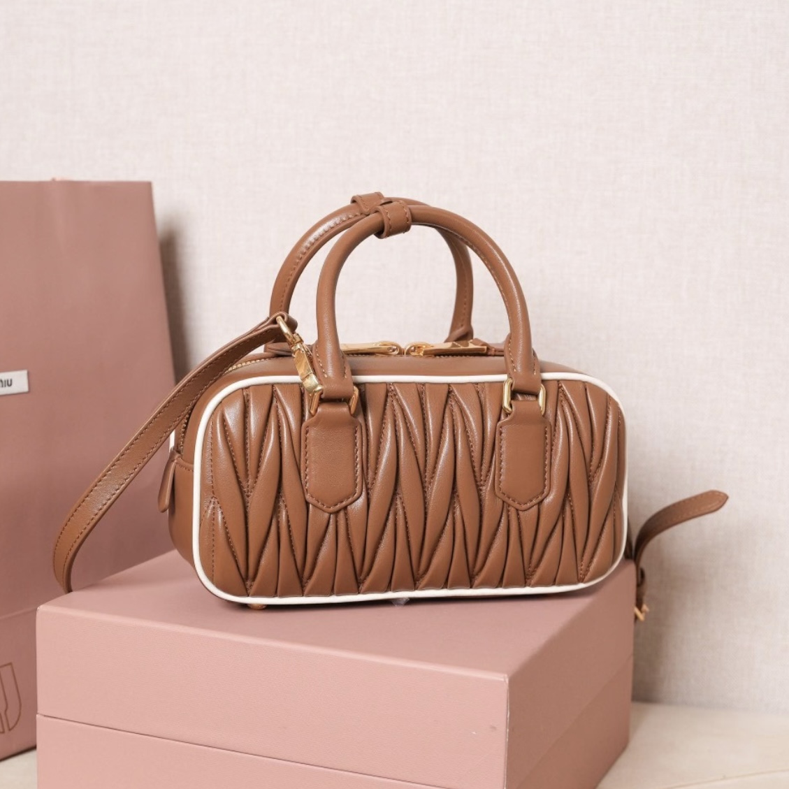 MIUMIU Arcadie matelassé nappa leather bag