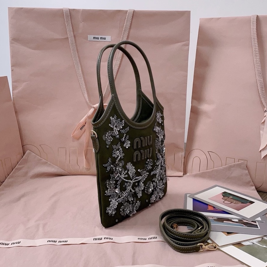 MIUMIU IVY embroidered gabardine bag