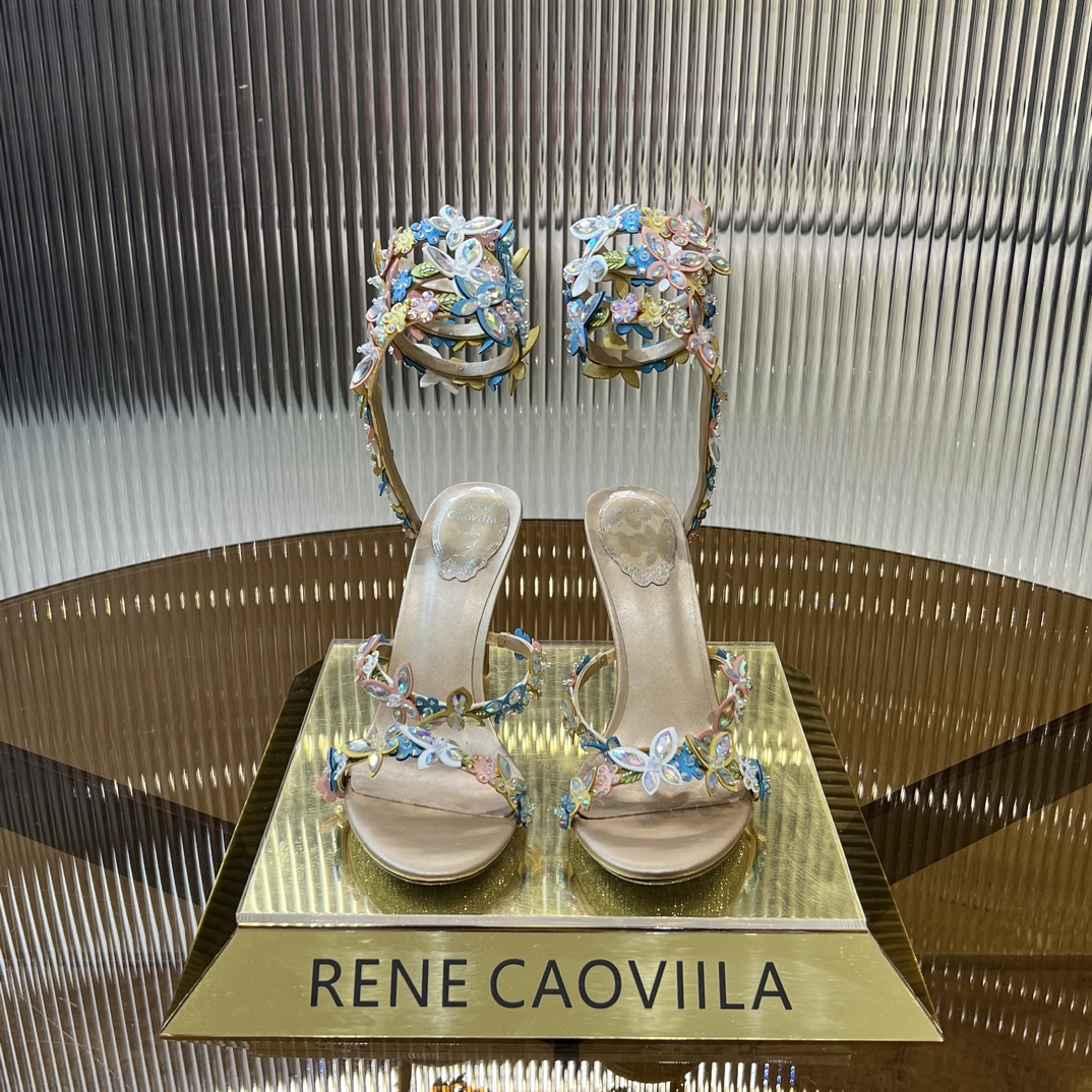 Rene Caovilla Eden crystal-embellished satin sandals