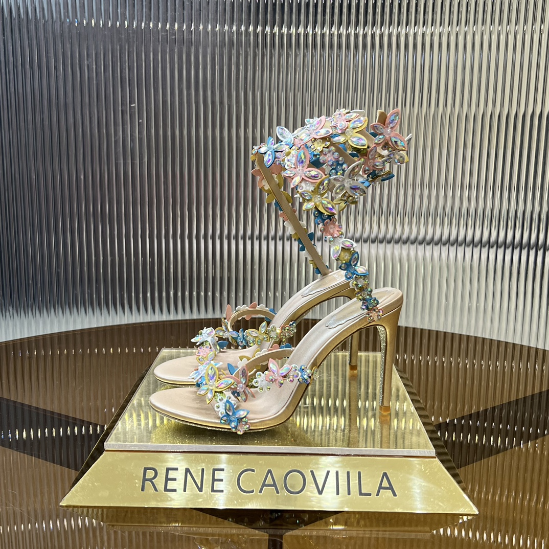 Rene Caovilla Eden crystal-embellished satin sandals