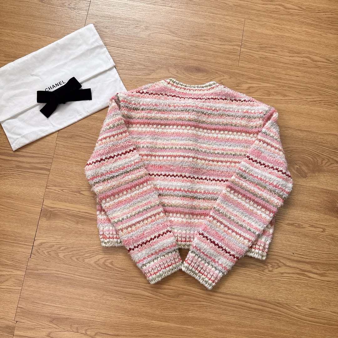 CHANEL 24B Pink Knit Cardigan Jacket