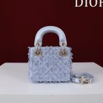 DIOR Lady Dior Mirco Ice Crystal Blue Embroidered Beaded  Bag
