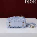 DIOR Lady Dior Mirco Ice Crystal Blue Embroidered Beaded  Bag