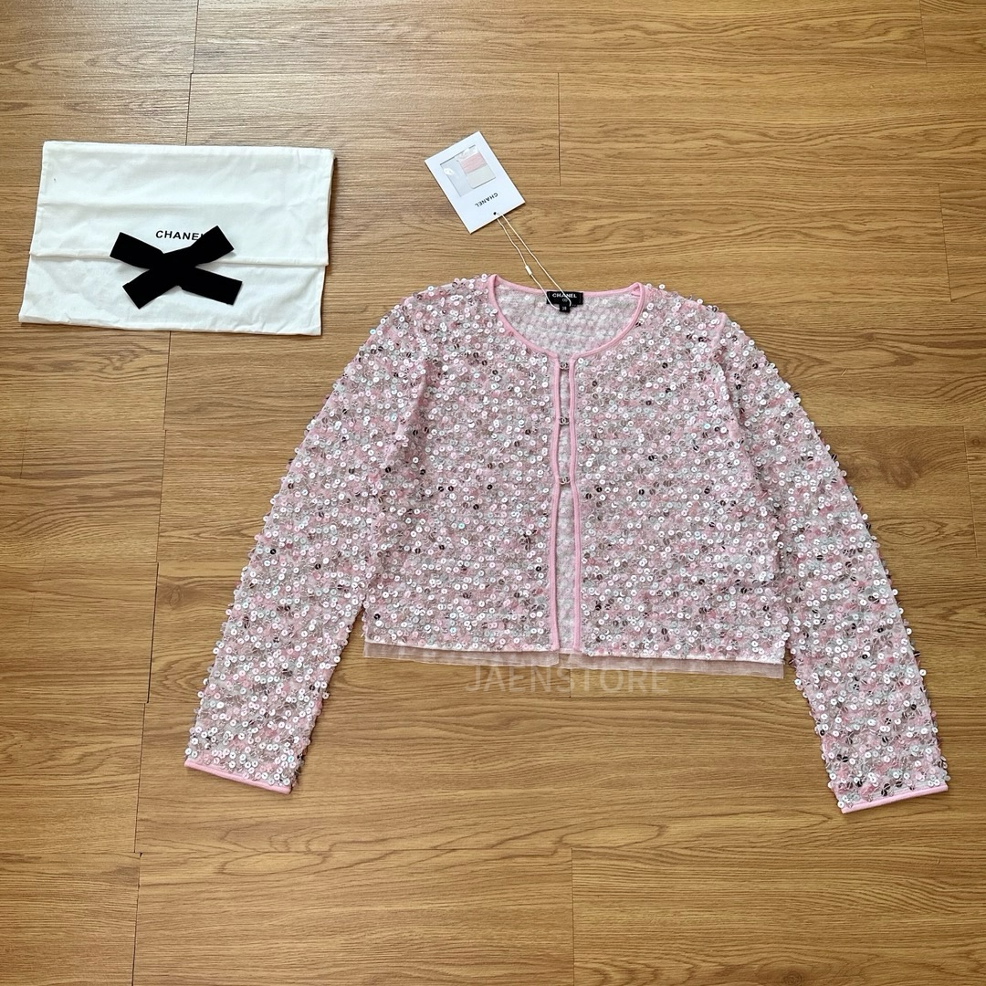 CHANEL24b Heavy-Embellished Sequin Cardigan Jacket