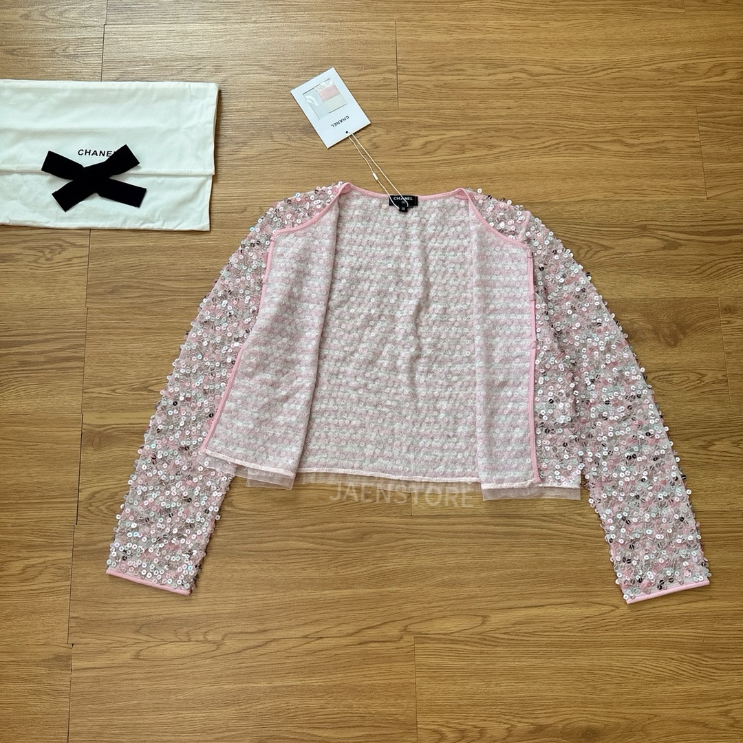 CHANEL24b Heavy-Embellished Sequin Cardigan Jacket