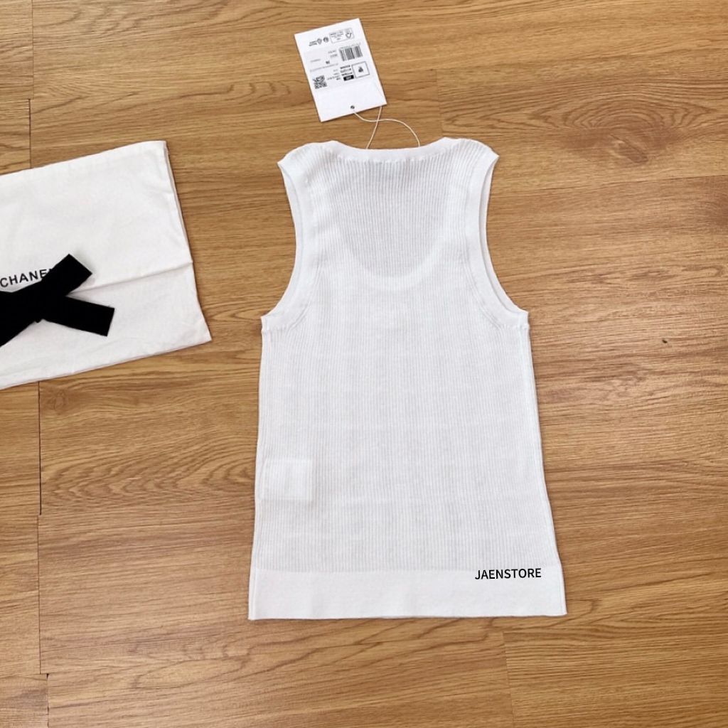 CHANEL 24B Openwork Embroidered Knit Vest