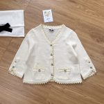 CHANEL 25S Cruise Collection Fluted Hem 3/4-Sleeve Knit Cardigan