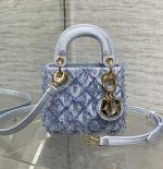 DIOR Lady Dior Mirco Ice Crystal Blue Embroidered Beaded  Bag