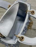 DIOR Lady Dior Mirco Ice Crystal Blue Embroidered Beaded  Bag