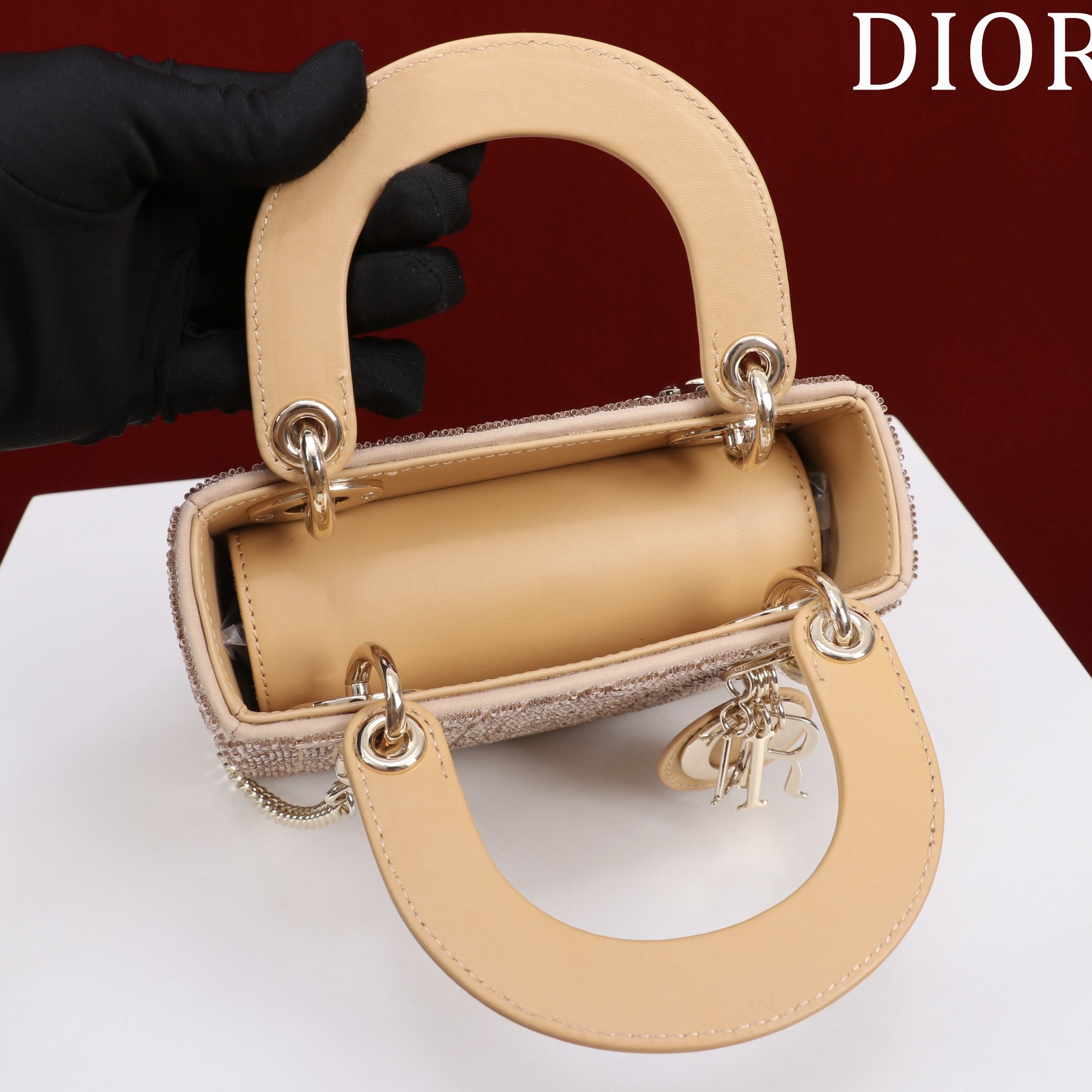D IOR Lady Dior Cotton fabric with bead embroidery