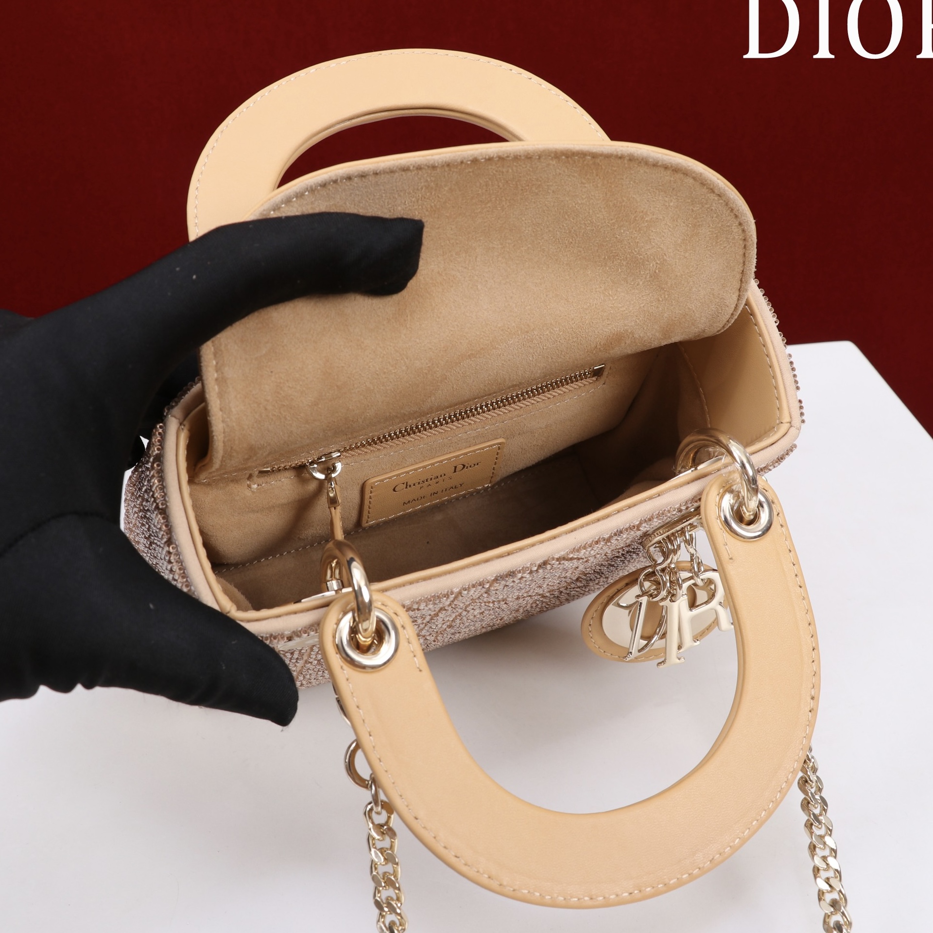 D IOR Lady Dior Cotton fabric with bead embroidery