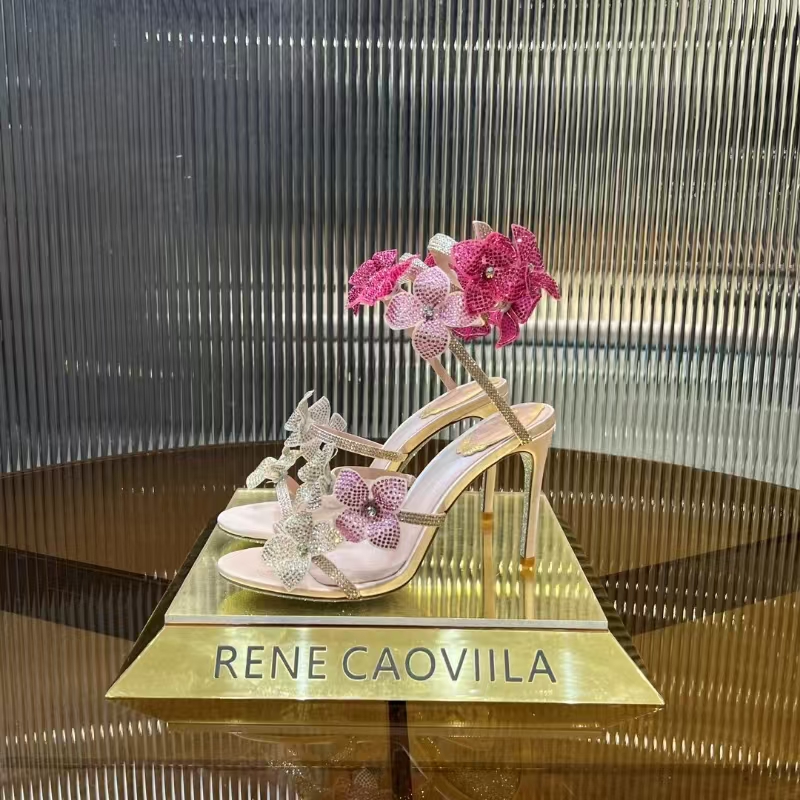 RENE  CAOVILLA 105 crystal-embellished satin sandals