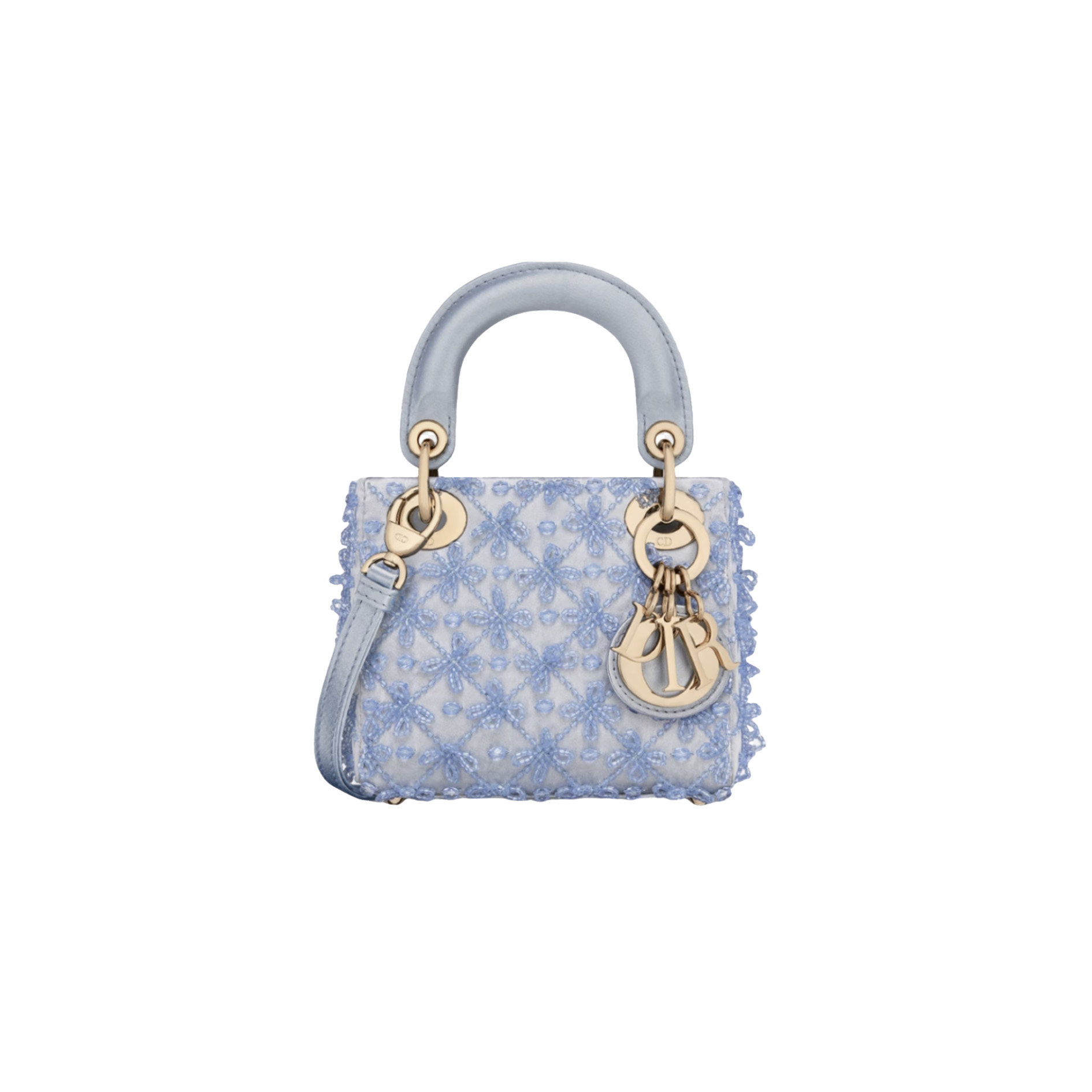 DIOR Lady Dior Mirco Ice Crystal Blue Embroidered Beaded  Bag