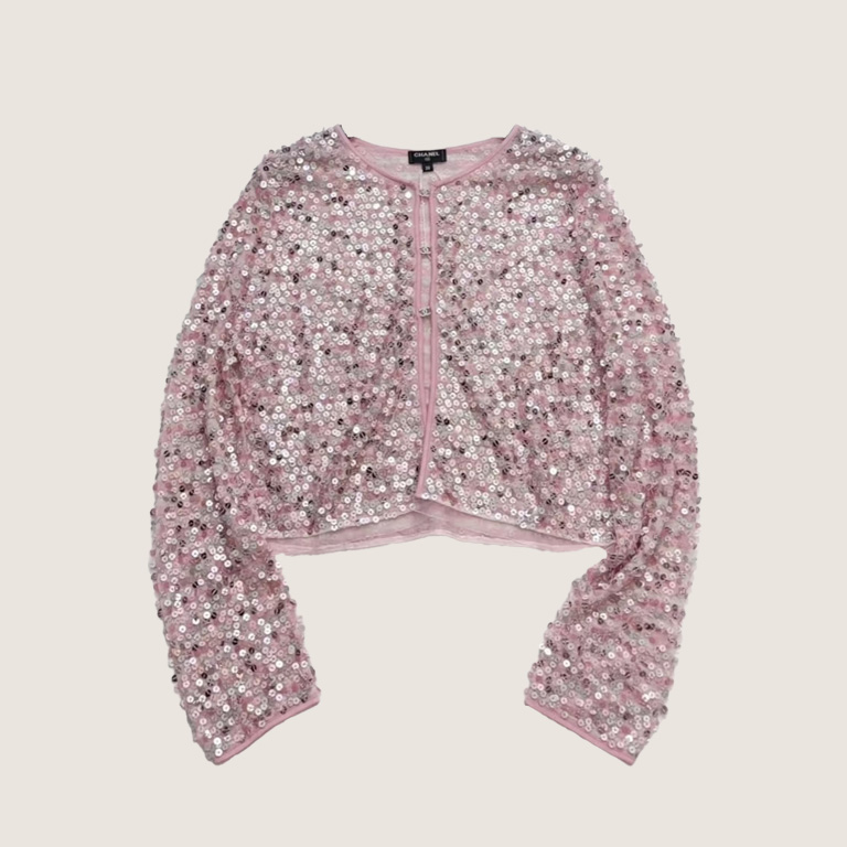 CHANEL24b Heavy-Embellished Sequin Cardigan Jacket