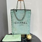 CHANEL 24S Mint Mambo Green Sequin Tote Bag