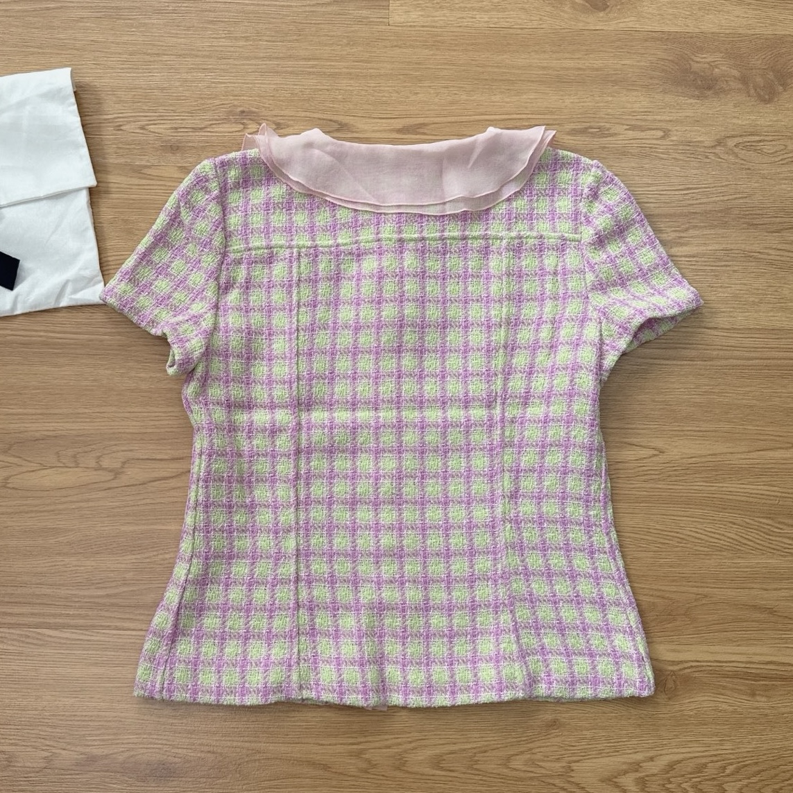 CHANEL Spring-Summer 25S Cotton Tweed Short-Sleeve Knit Sweate