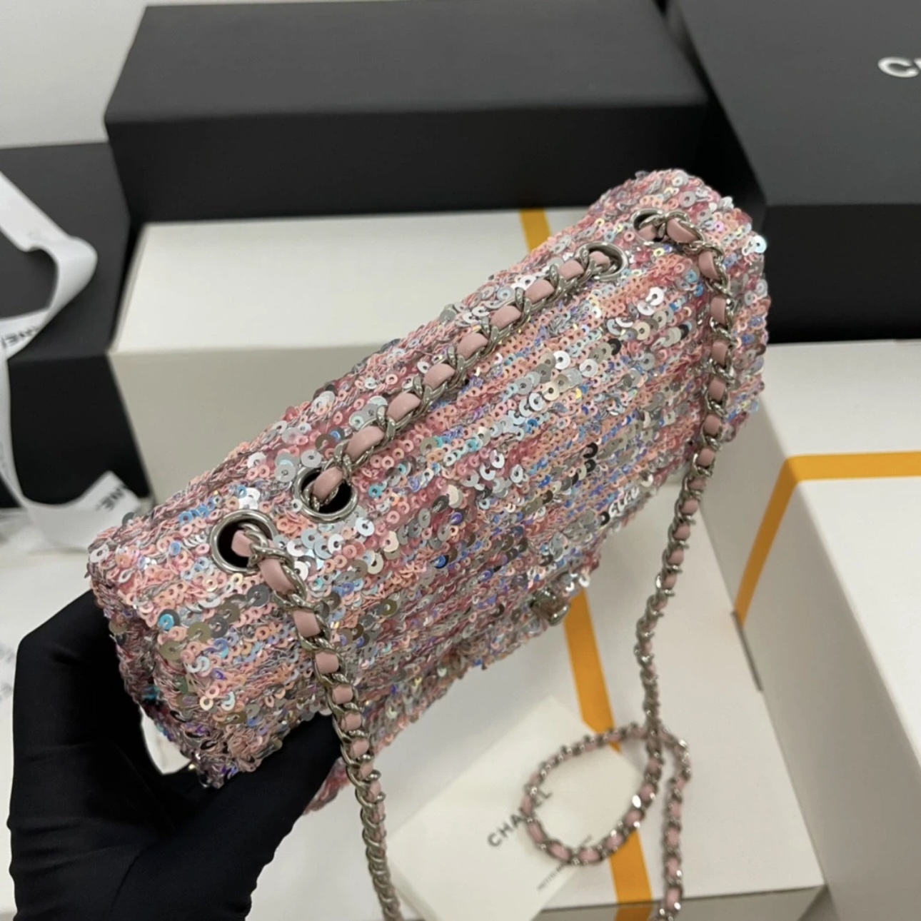 CHANEL 23S Rectangular sequins Flap Bag