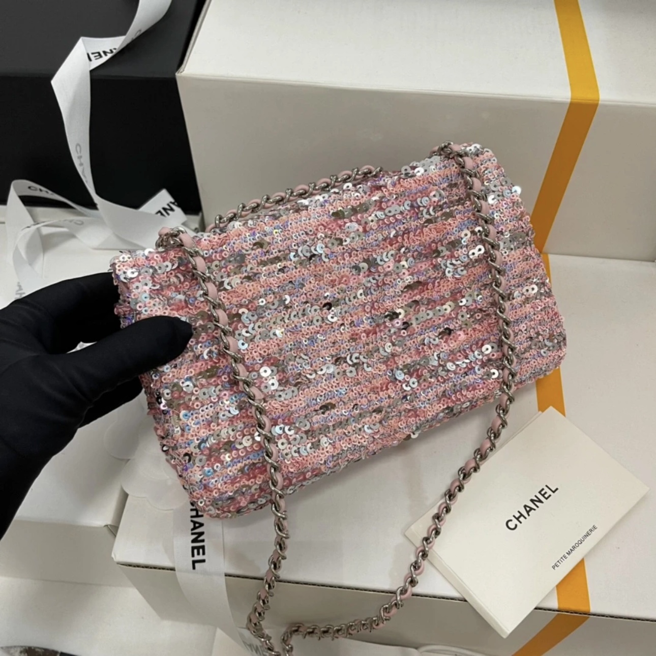CHANEL 23S Rectangular sequins Flap Bag