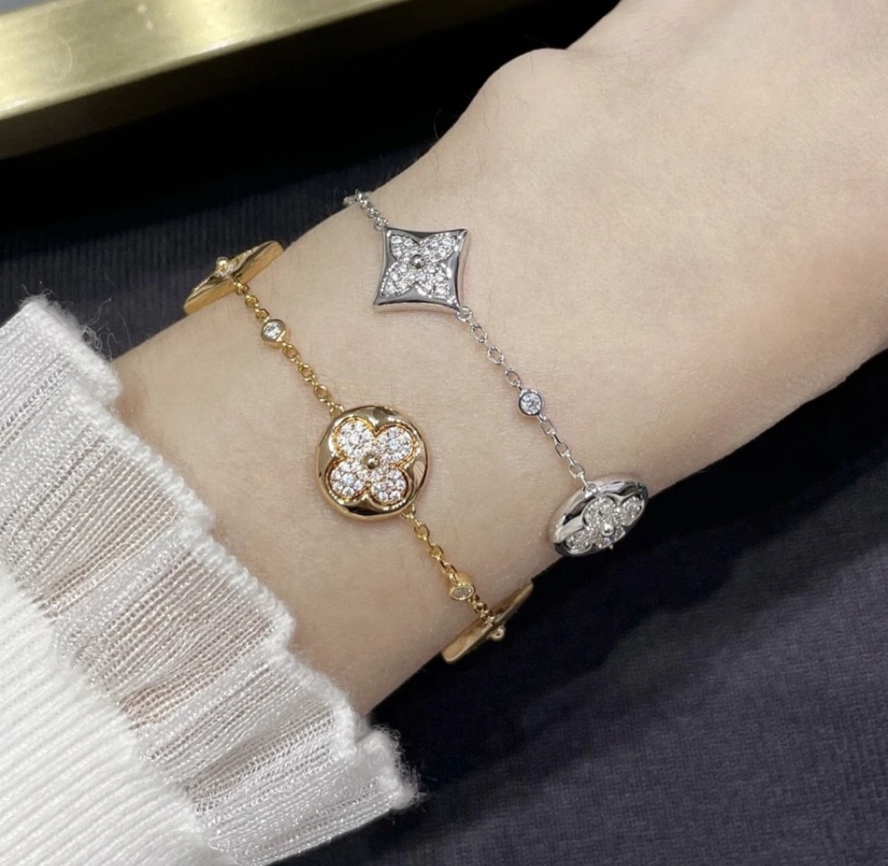 LV Color Blossom BB Star and Sun Multi-Motif Bracelet, Pink Gold, White Mother-of-Pearl and Diamonds