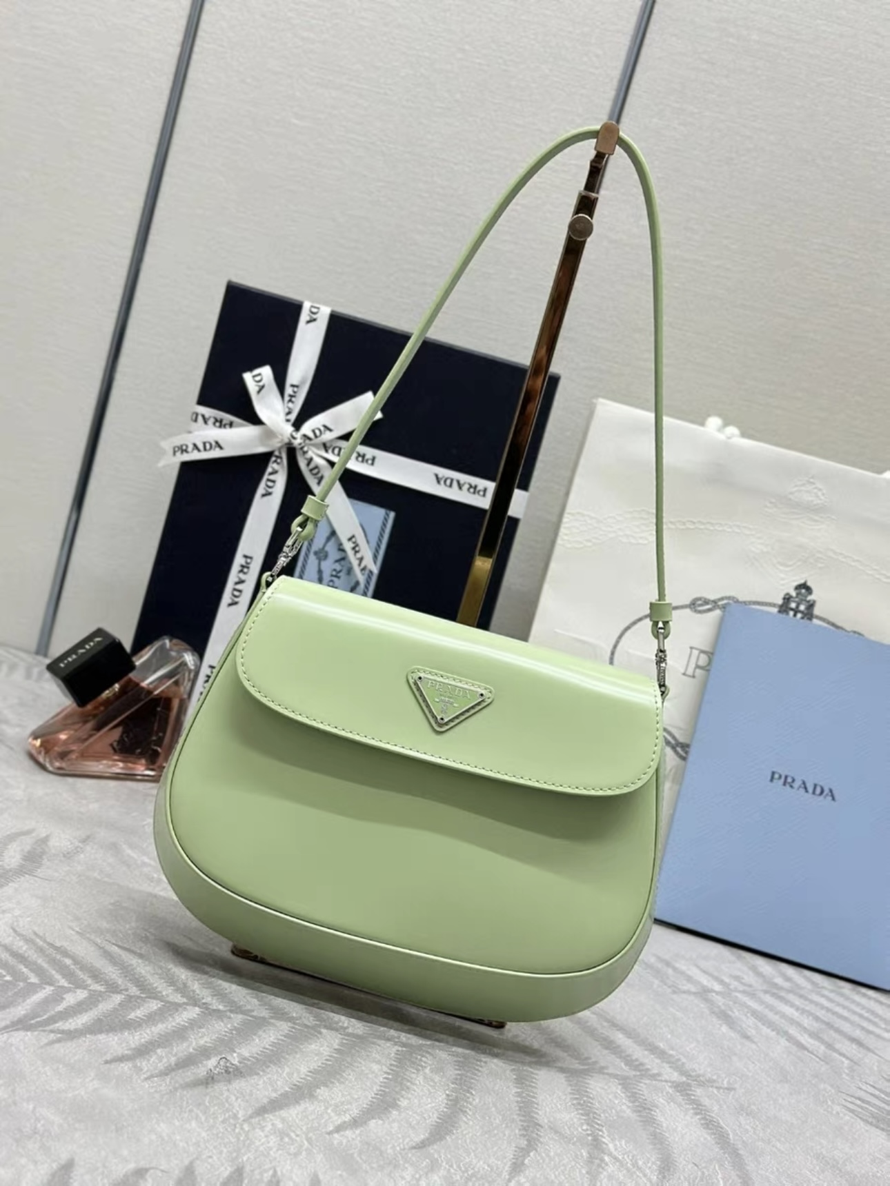 PRADA Cleo Shoulder Bag Brushed Leather