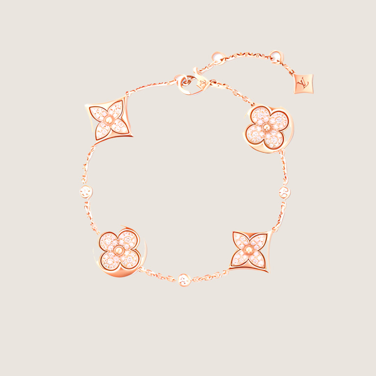 LV Color Blossom BB Star and Sun Multi-Motif Bracelet, Pink Gold, White Mother-of-Pearl and Diamonds