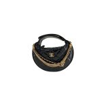 CHANEL Quilted Round Mini Black Top Handle Bag in Calfskin