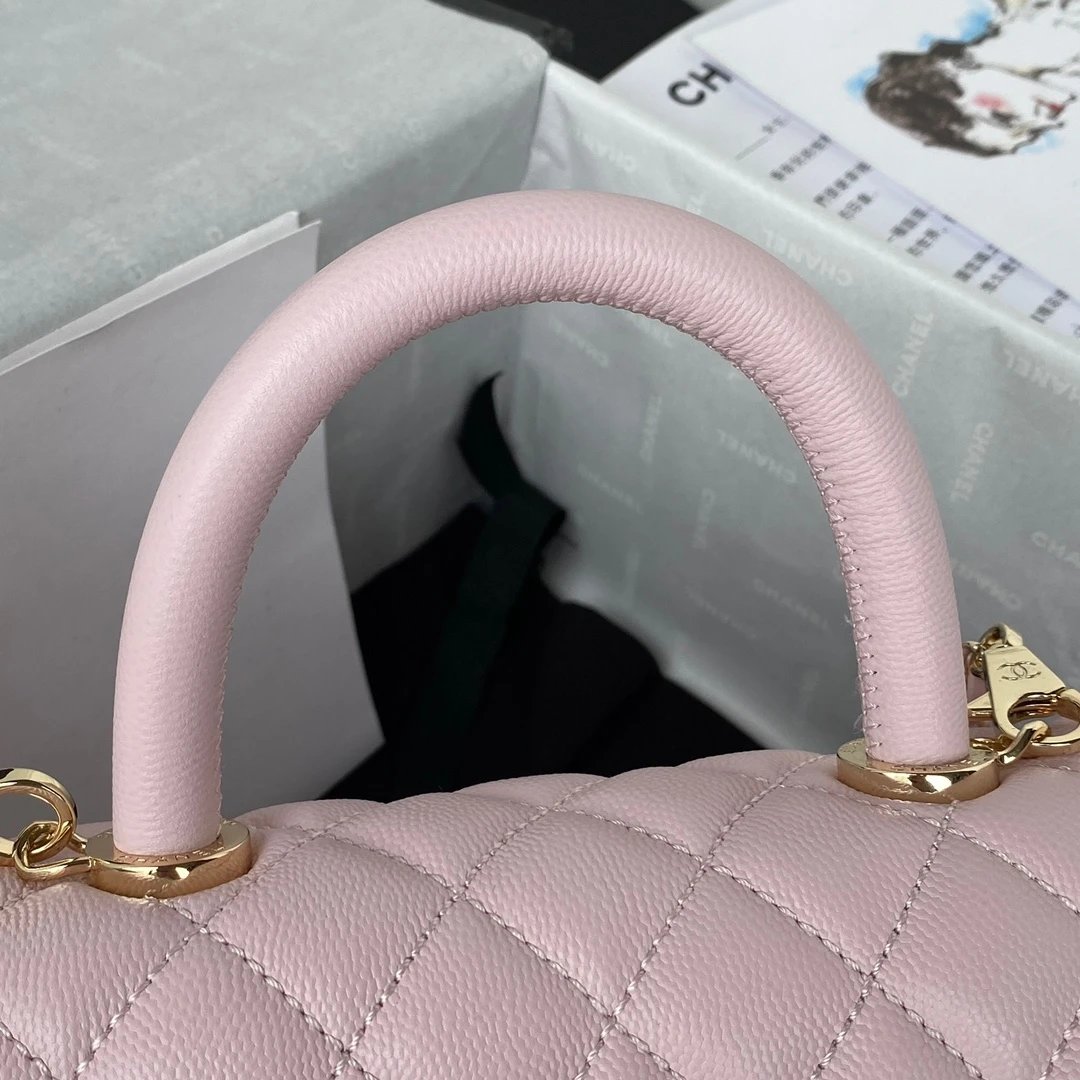 CHANEL 24A Flap Bag with Top COCO Small Handle Grained Calfskin