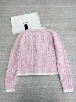 CHANEL 24S Contrast-Color Tweed Open-Knit Cardigan