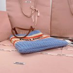 MiuMiu Striped Woven Tote Bag