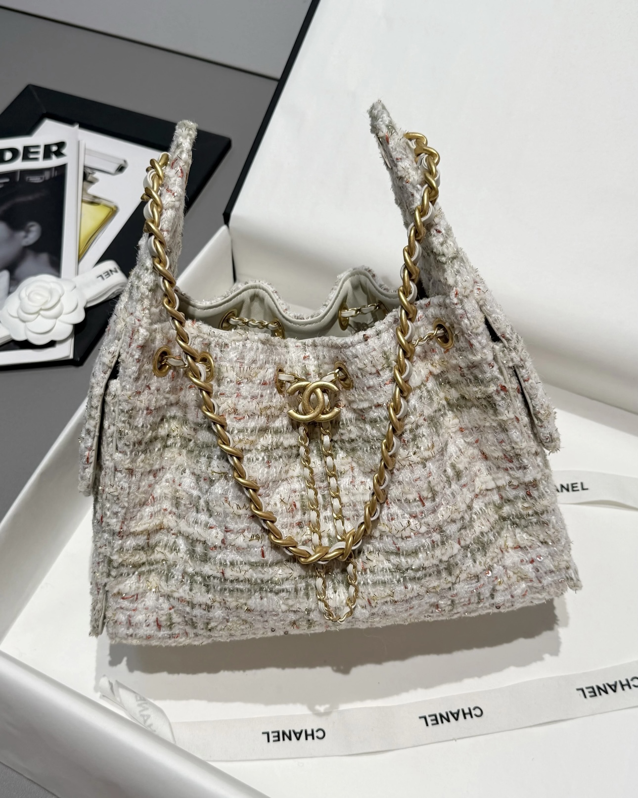 CHANEL 25 small handbag Wool tweed