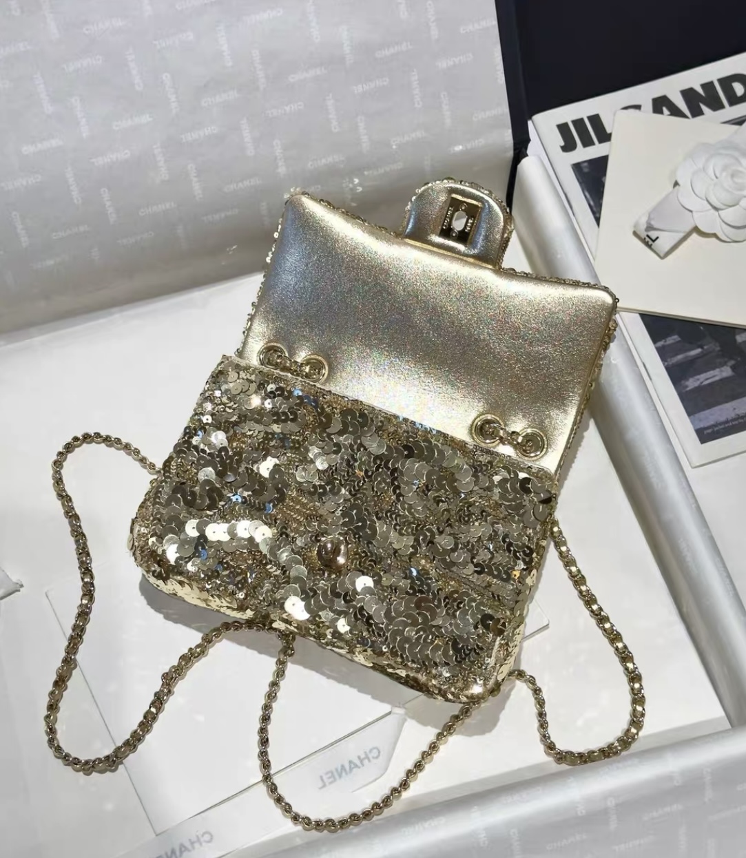 CHANEL Flap Bag Handmade Beaded Sequins