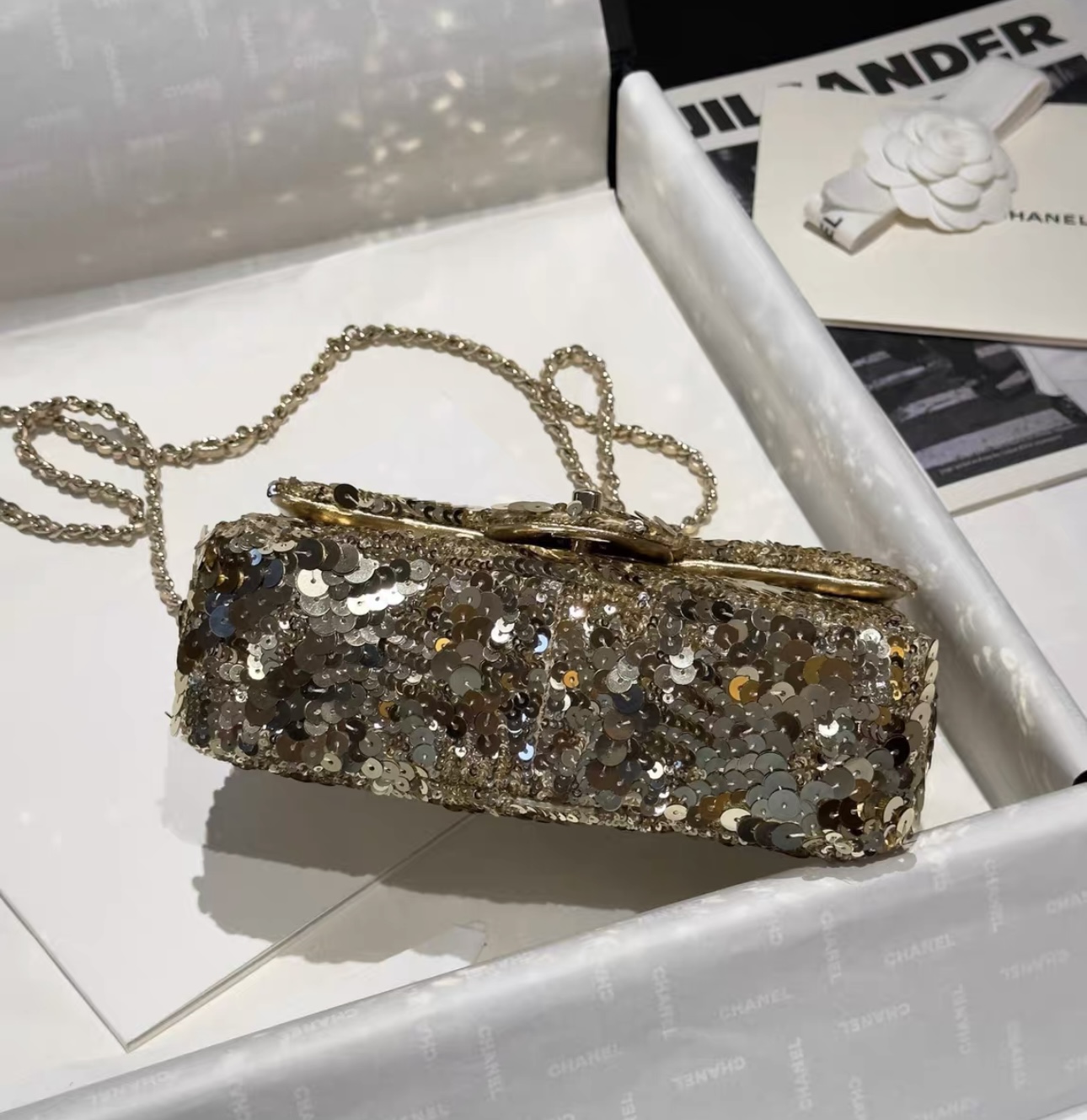 CHANEL Flap Bag Handmade Beaded Sequins