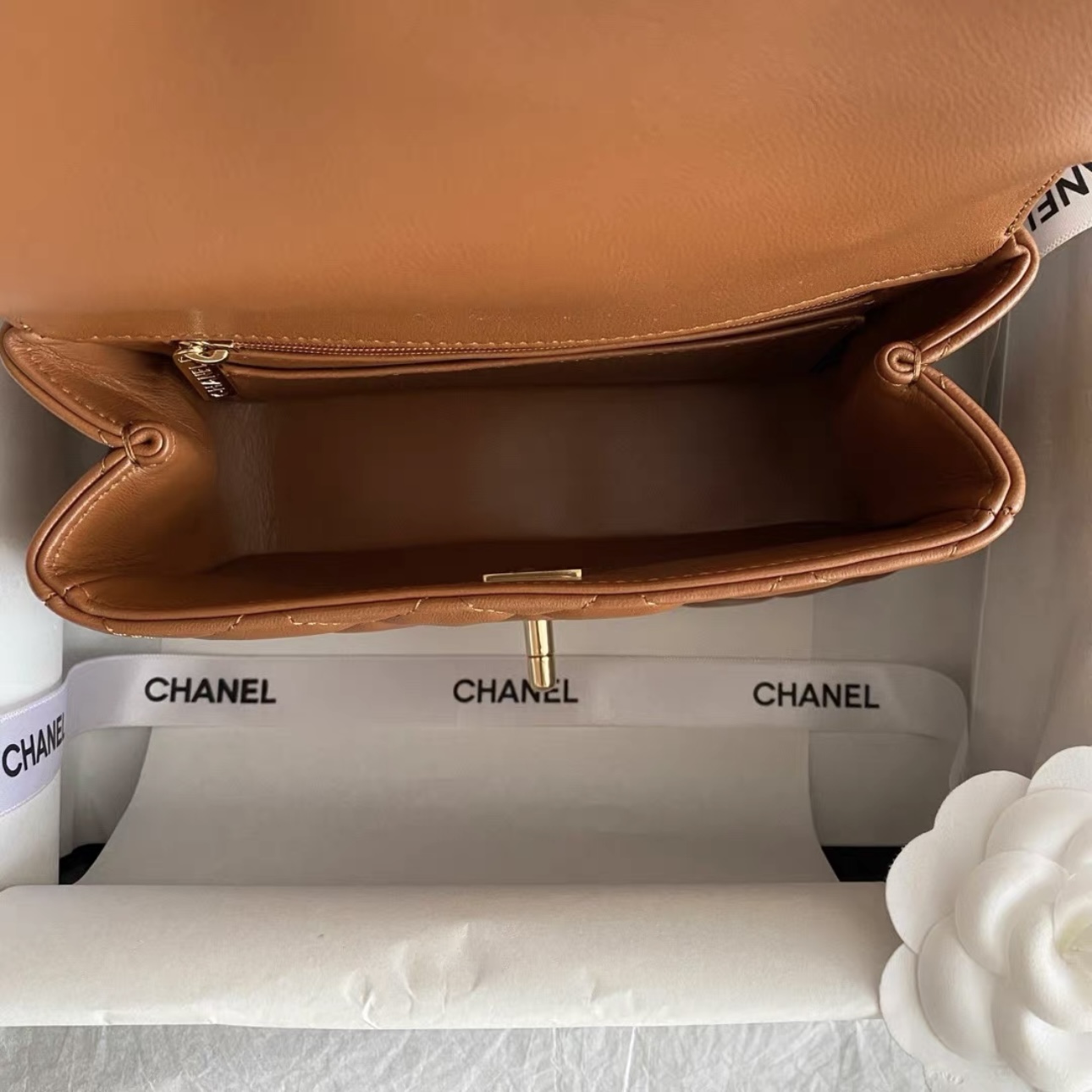 CHANEL Lambskin Quilted Crystal Top Handle Rectangular Flap