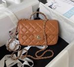 CHANEL Lambskin Quilted Crystal Top Handle Rectangular Flap
