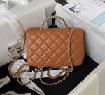 CHANEL Lambskin Quilted Crystal Top Handle Rectangular Flap