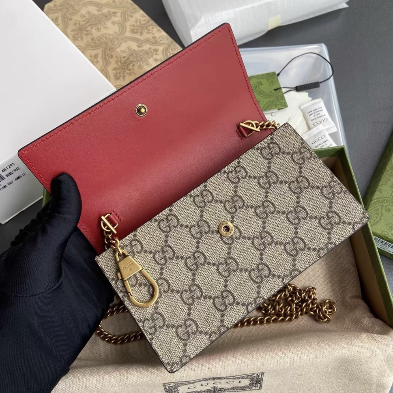 GUCCI Dionysus Chain Wallet leather crossbody bag