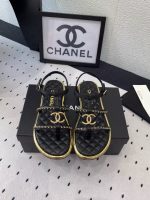 CHANEL Lambskin Quilted Chain CC Platform Sandals