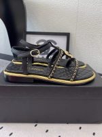 CHANEL Lambskin Quilted Chain CC Platform Sandals