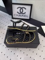 CHANEL Lambskin Quilted Chain CC Platform Sandals