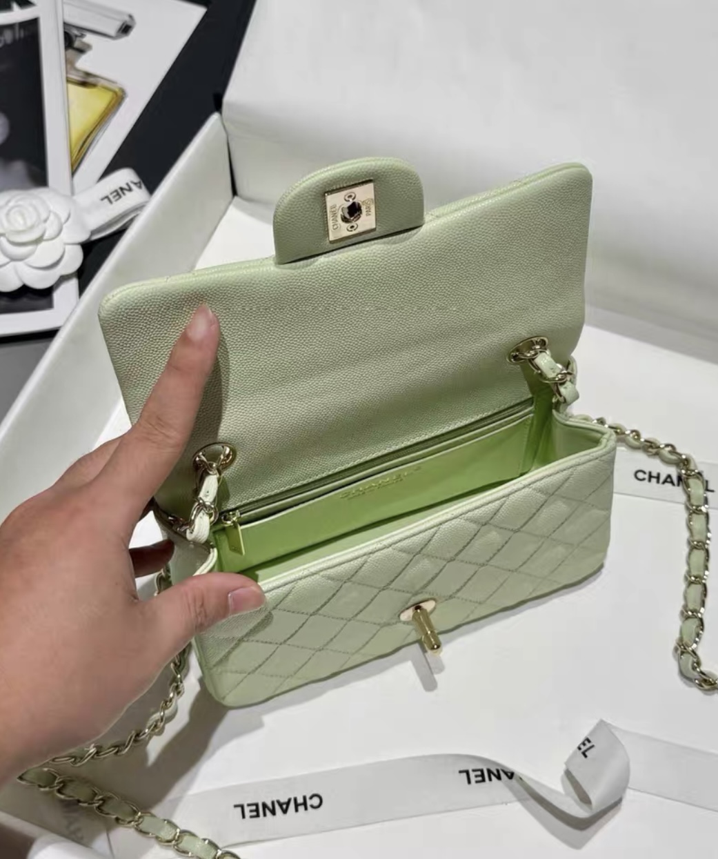 CHANEL Mini Classic Handbag Caviar Leather 20CM-Curated Rare Colors