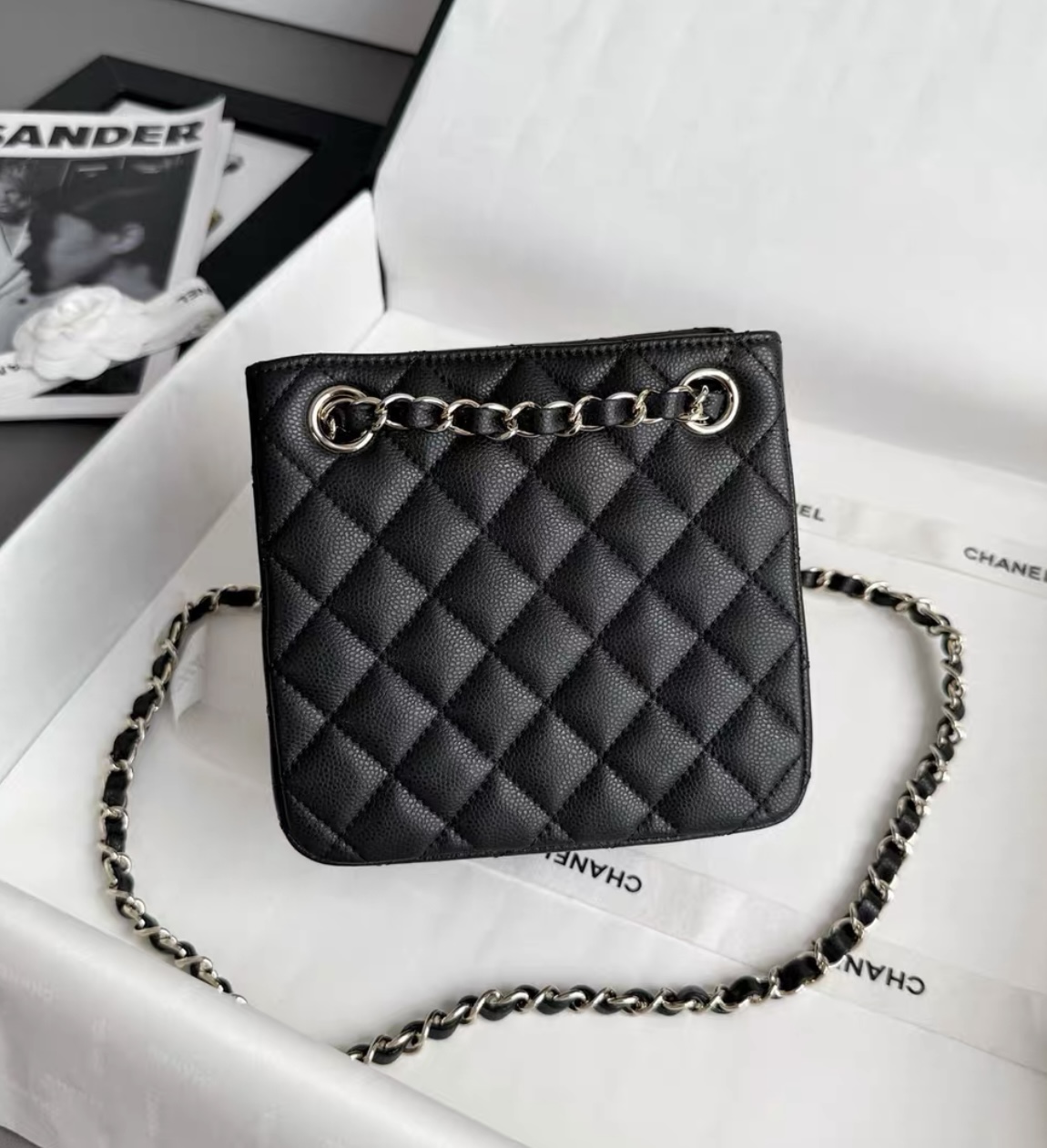 CHANEL Grained Embossed Calfskin Leather Hobo Bag