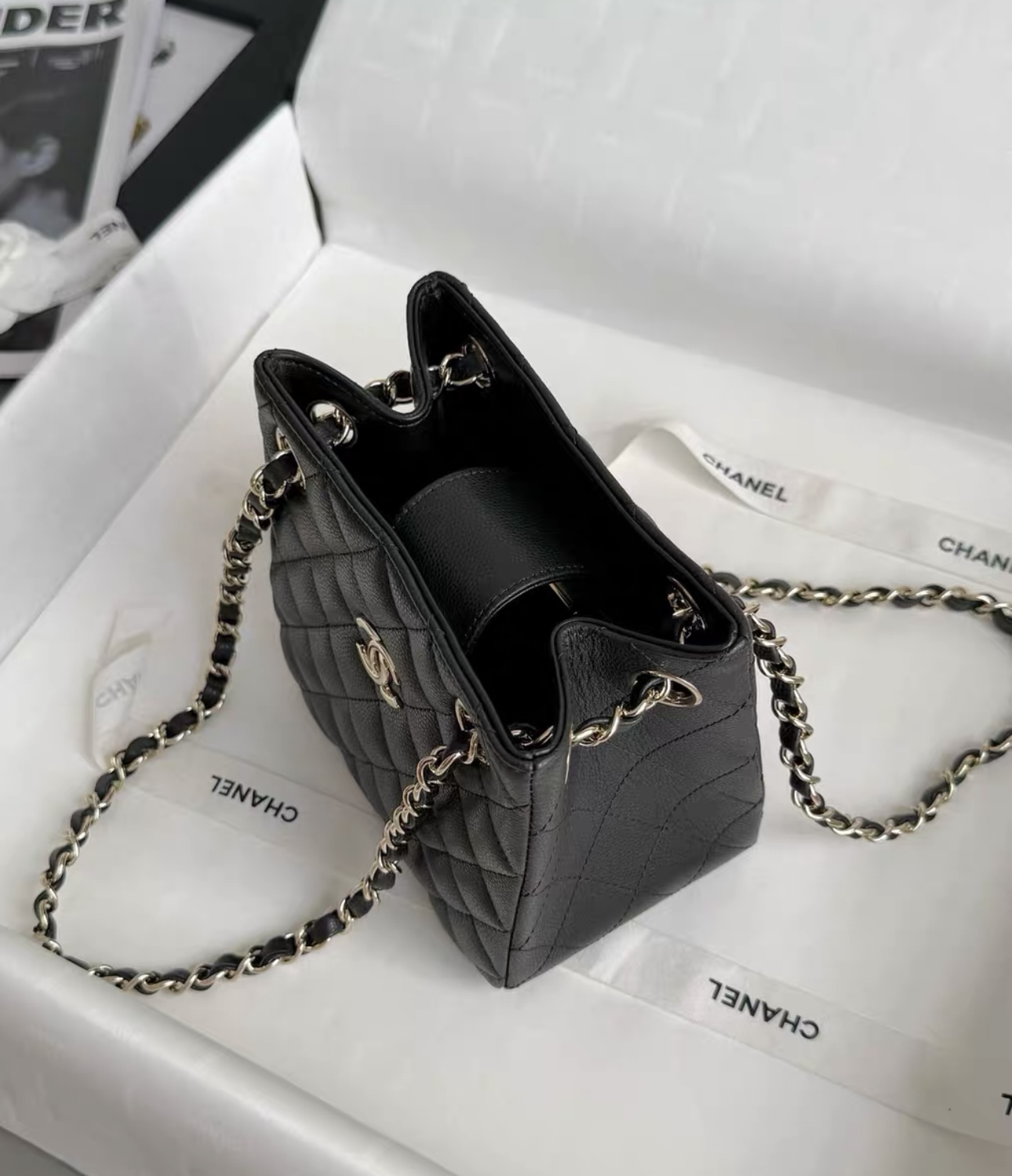CHANEL Grained Embossed Calfskin Leather Hobo Bag