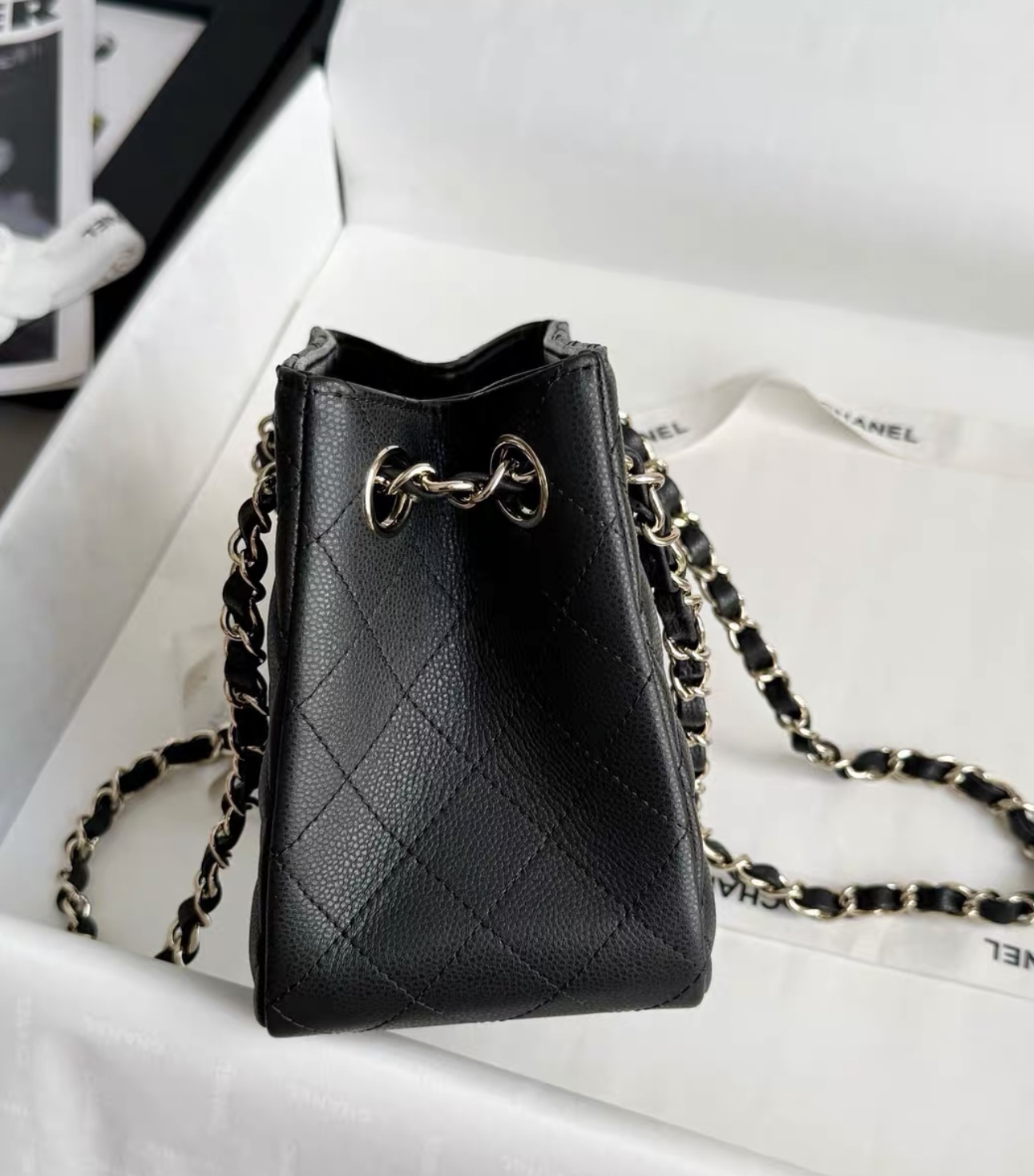 CHANEL Grained Embossed Calfskin Leather Hobo Bag