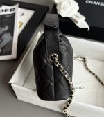 CHANEL 25A Quilted Caviar Leather Double C Logo Pierced Chain Hobo Bag