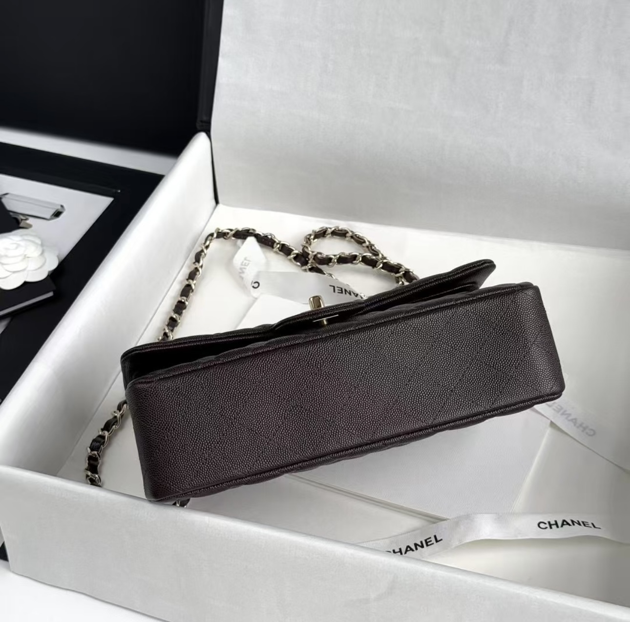 CHANEL Classic 11.12 Handbag In Grained Shiny Calfskin Dark Brown